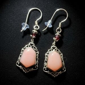 Peruvian Pink Opal Sterling Silver Dangle Earrings